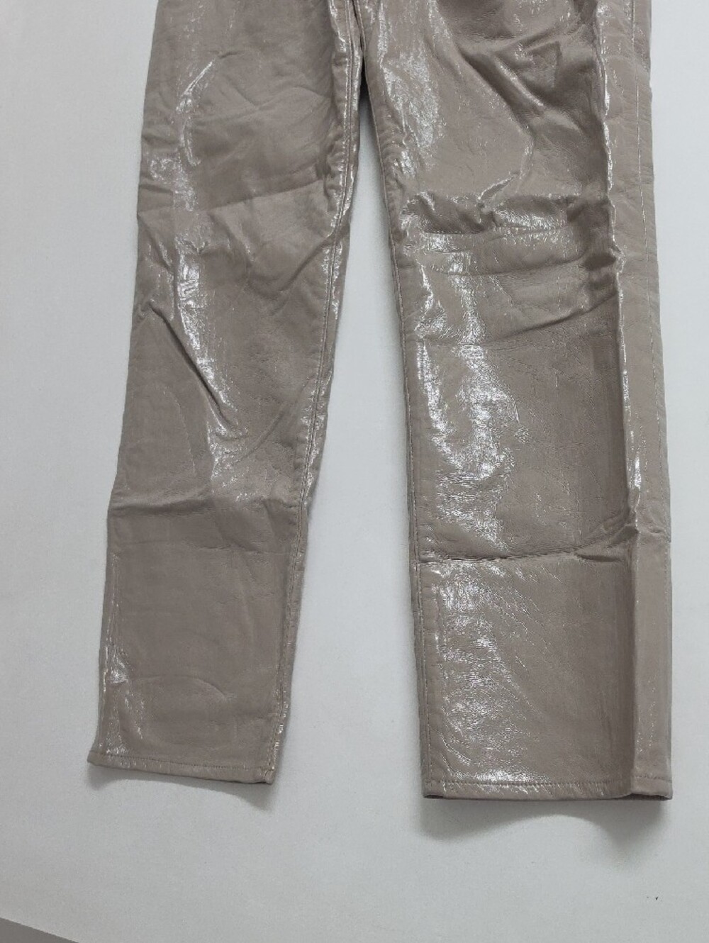 Agolde Womens Beige Pinch Waist Leather Blend Jeans Pants Size 28 - Picture 5 of 16